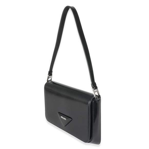 Prada Black Brushed Leather Shoulder Bag - Picture 4 of 8